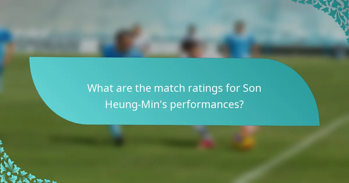 What are the match ratings for Son Heung-Min's performances?