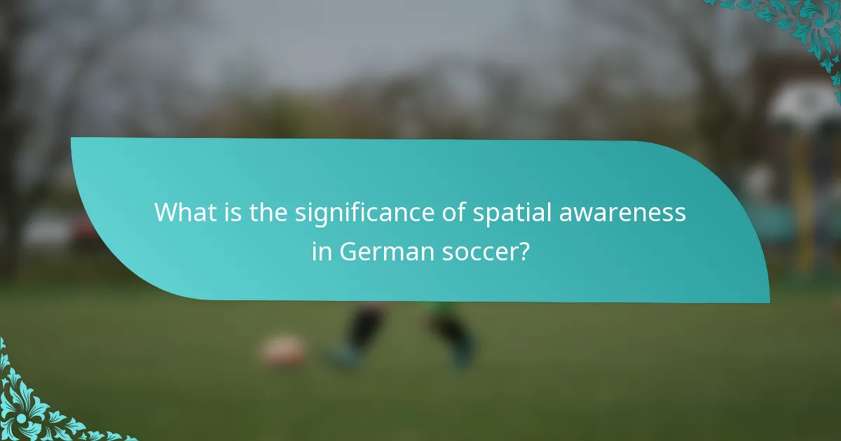 What is the significance of spatial awareness in German soccer?